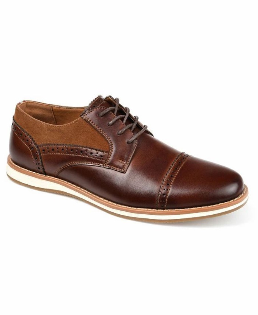 All Men'S Shoes * | Vance Co. Griff Men'S Cap Toe Brogue Derby Shoe Brown