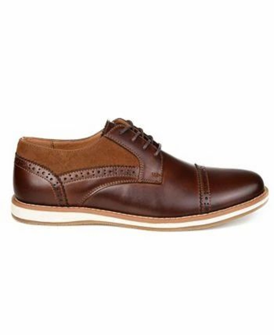 All Men'S Shoes * | Vance Co. Griff Men'S Cap Toe Brogue Derby Shoe Brown