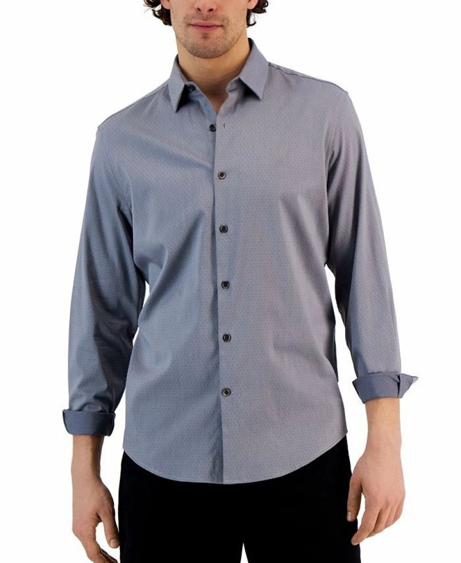 Casual Button-Down Shirts * | Alfani Men'S Modern Classic-Fit Stretch Dot Dobby Button-Down Shirt, Created For Macy'S