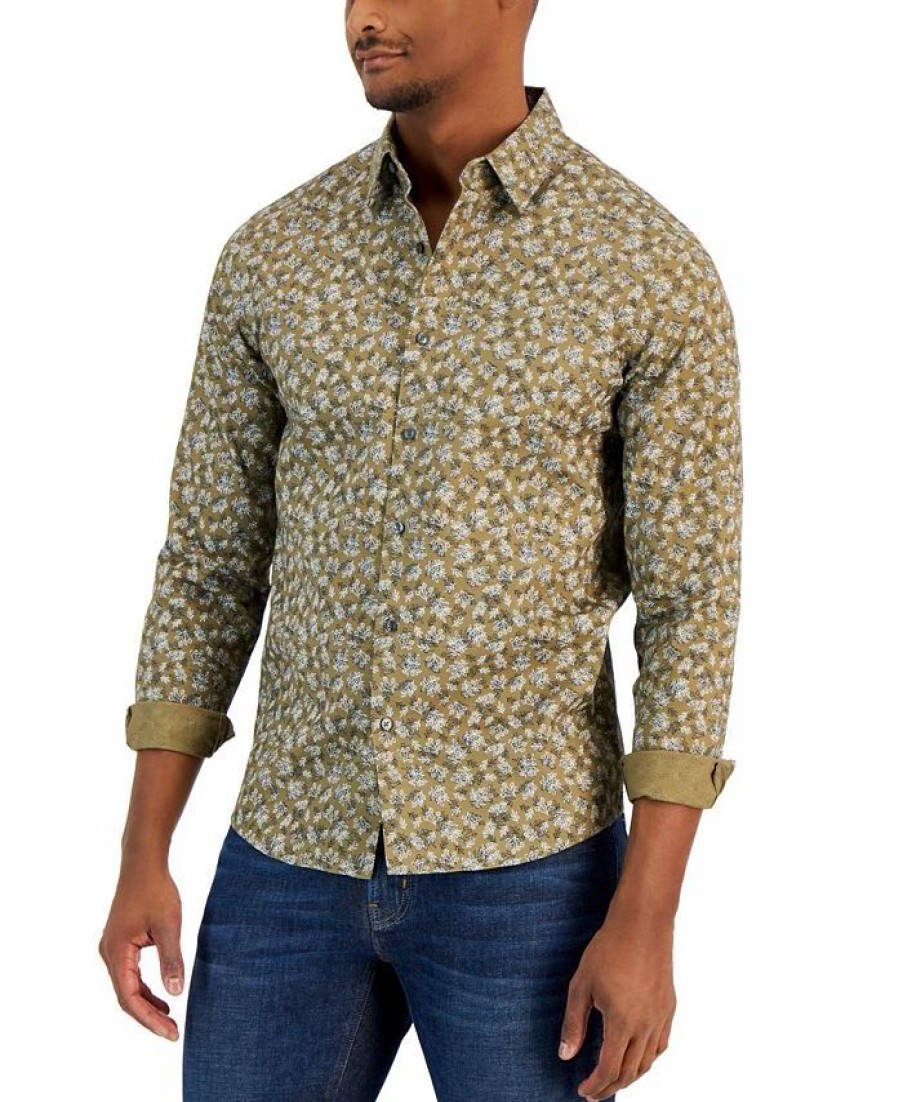 Casual Button-Down Shirts * | Michael Kors N'S Slim-Fit Stretch Multi Floral Bouquet Print Long-Sleeve Button-Up Shirt