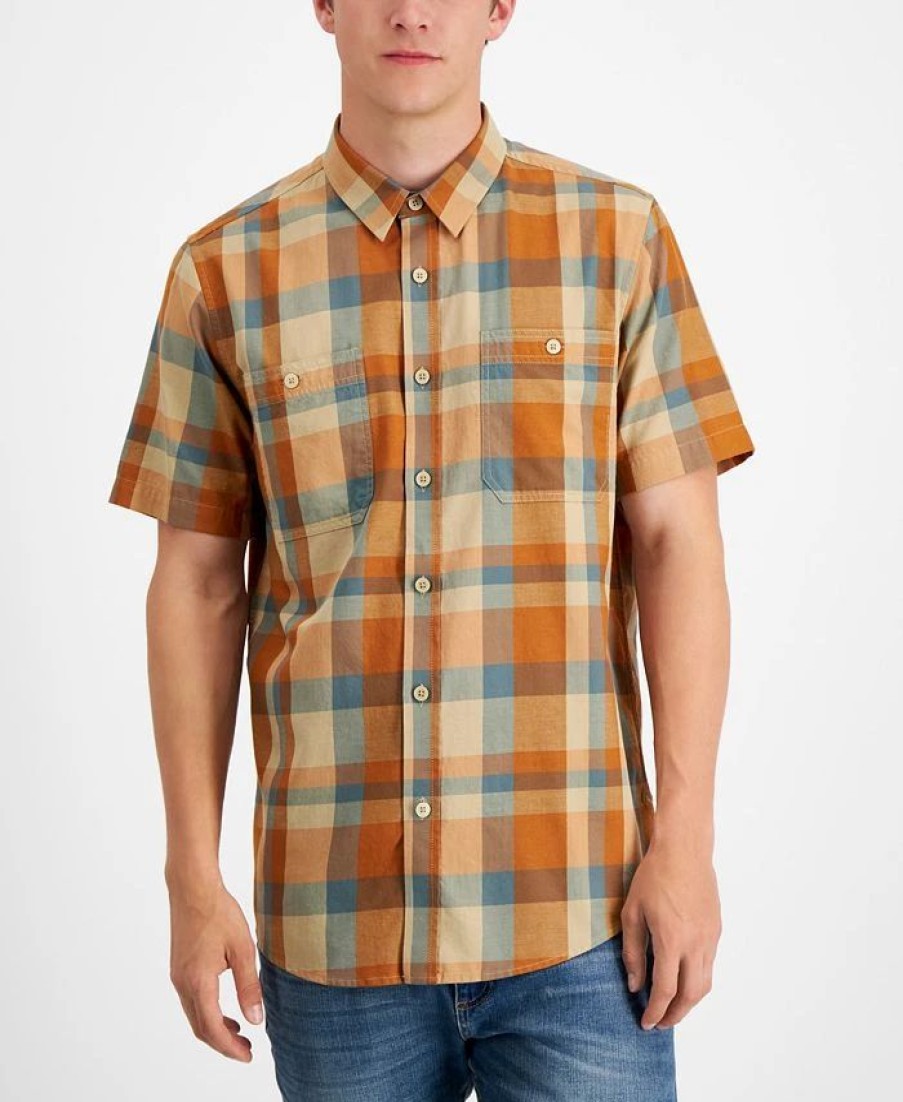 Casual Button-Down Shirts * | Sun + Stone Men'S Sage Regular-Fit Plaid Shirt, Created For Macy'S Hammock