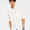 Casual Button-Down Shirts * | Sun + Stone Men'S Sandro Dobby Long-Sleeve Button-Up Shirt, Created For Macy'S Vintage White