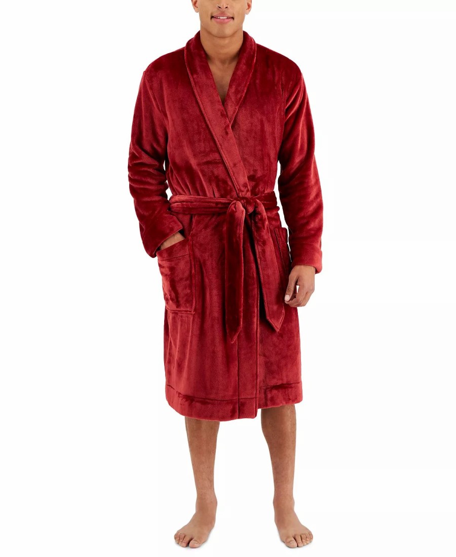 Pajamas & Robes * | Club Room Men'S Plush Pajama Robe, Created For Macy'S Merlot