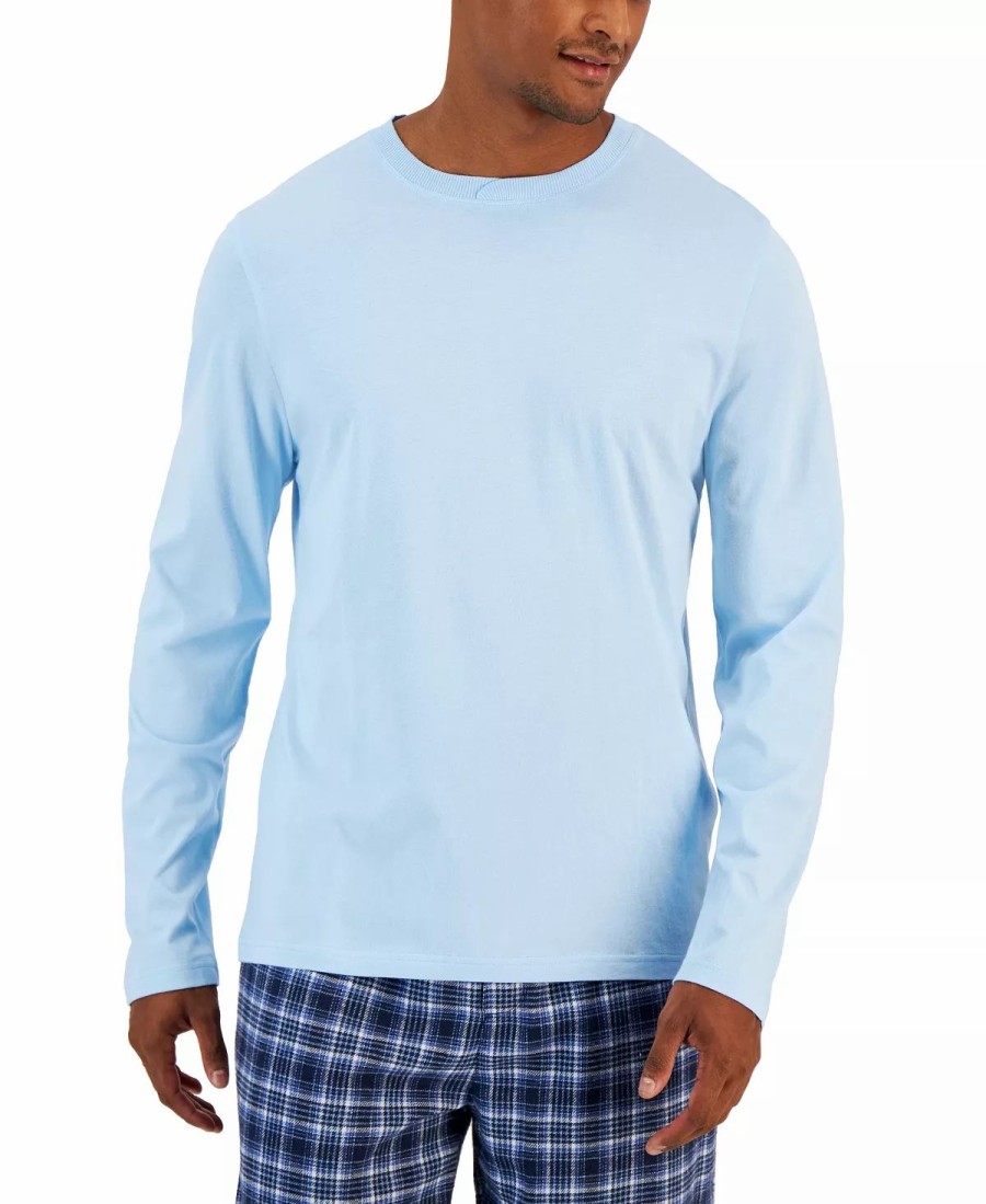 Pajamas & Robes * | Club Room Men'S Solid Long-Sleeve Pajama Top T-Shirt, Created For Macy'S