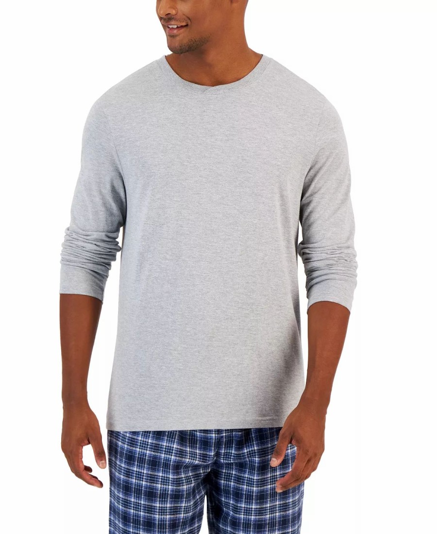 Pajamas & Robes * | Club Room Men'S Solid Long-Sleeve Pajama Top T-Shirt, Created For Macy'S