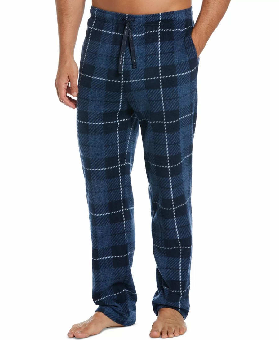 Pajamas & Robes * | Perry Ellis Portfolio Men'S Windowpane Plaid Textured Fleece Pajama Pants