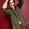 Casual Button-Down Shirts * | Royalty By Maluma En'S Relaxed-Fit Textured Plisse Knit Shirt, Created For Macy'S Olive