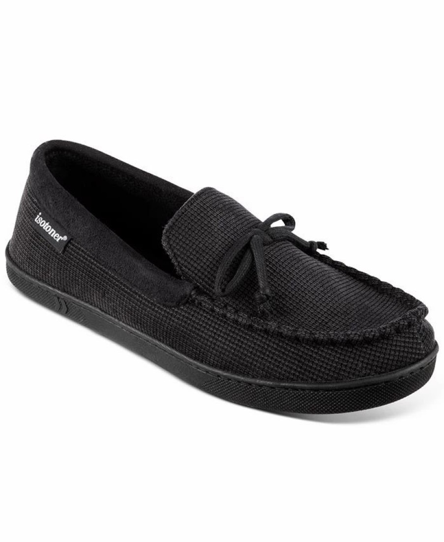 All Men'S Shoes * | Totes Isotoner Signature Men'S Luke Moccasin Slippers Black