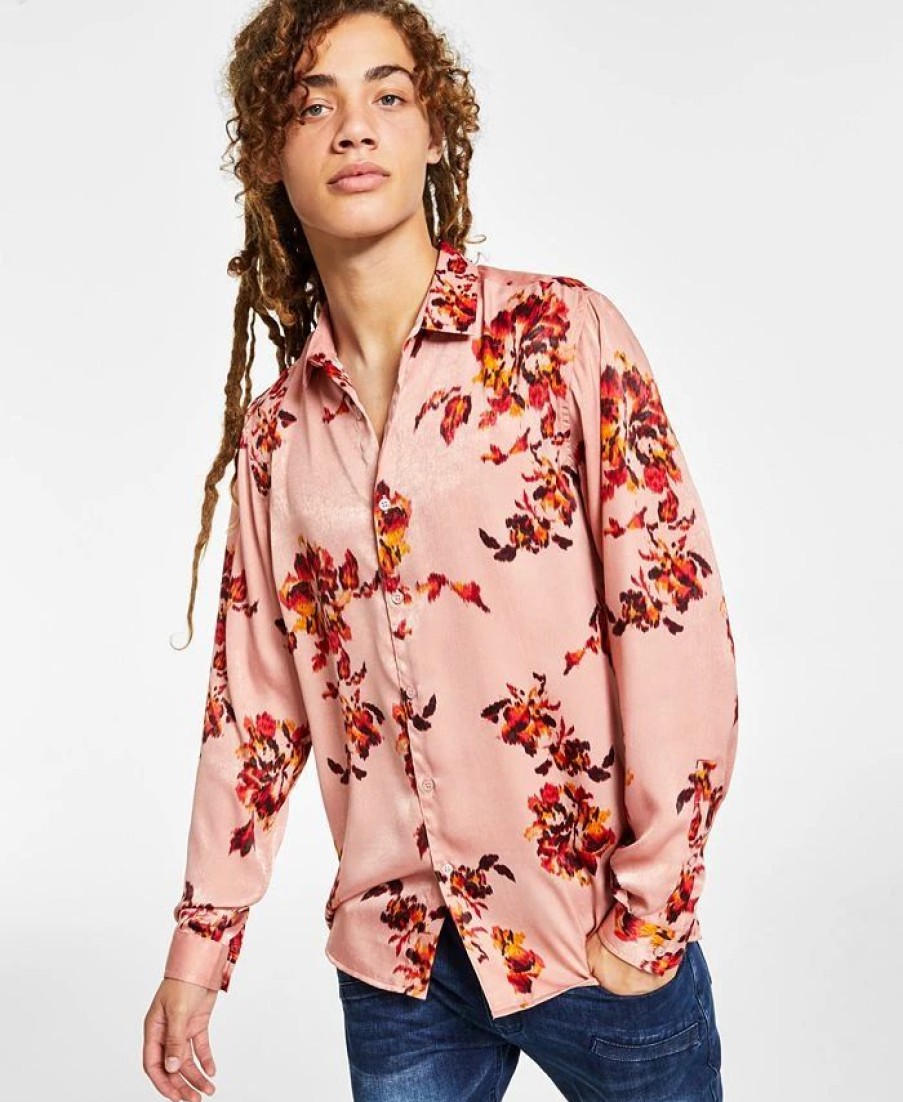 Casual Button-Down Shirts * | Inc International Concepts .N.C. International Concepts Men'S Regular-Fit Floral-Print Shirt, Created For Macy'S Noble Blush