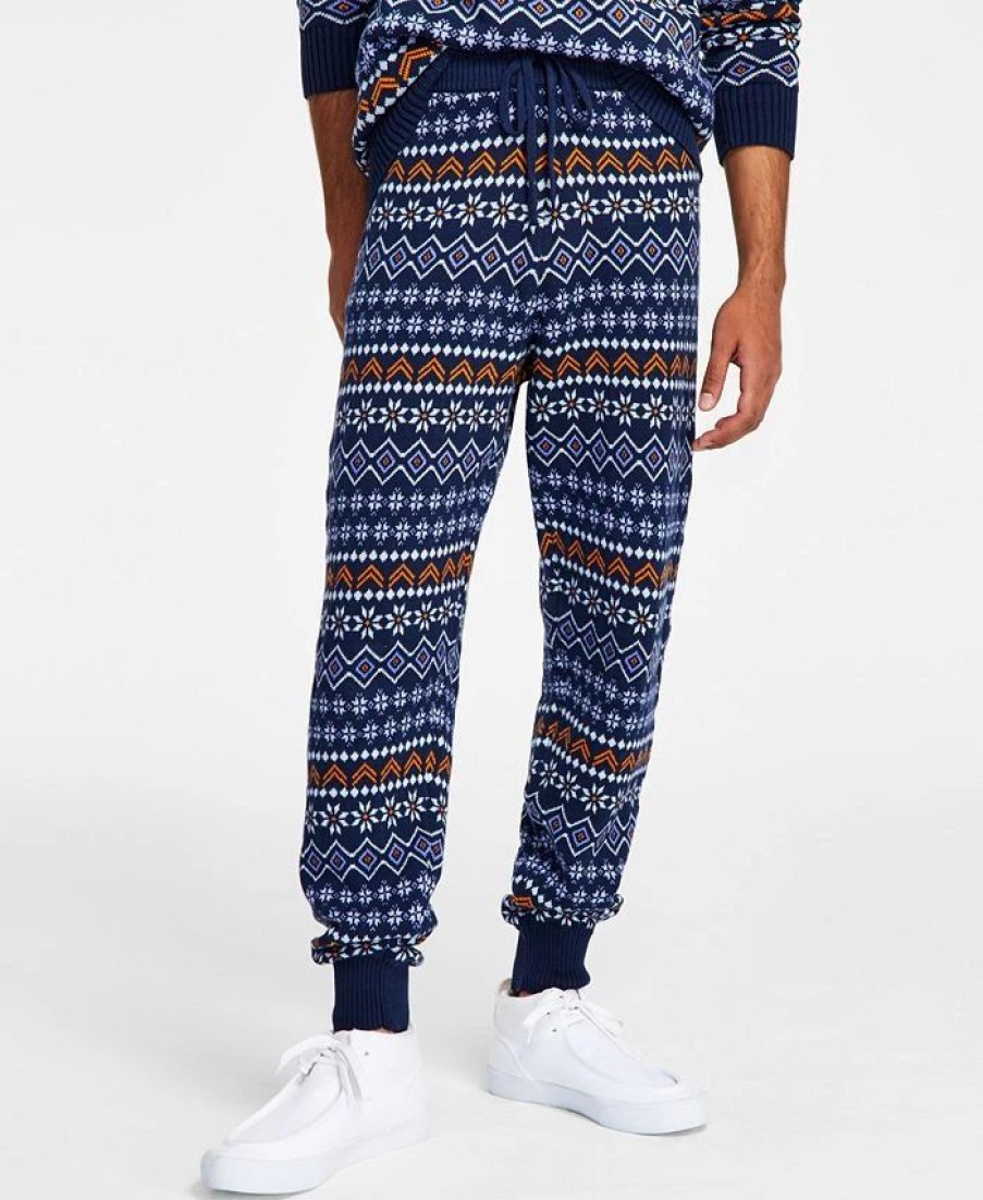 Pants * | Sun + Stone Men'S Regular-Fit Fair Isle Knit Joggers, Created For Macy'S