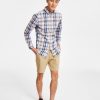 Casual Button-Down Shirts * | Club Room Men'S Plaid Long-Sleeve Button-Up Shirt, Created For Macy'S Pink Combo