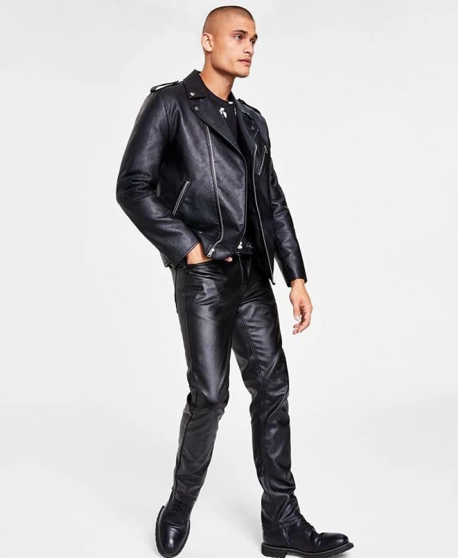 All Men'S Clothing * | Inc International Concepts .N.C. International Concepts Men'S Faux-Leather Biker Jacket, Floral T-Shirt & Skinny-Fit Faux-Leather Pants, Created For Macy'S