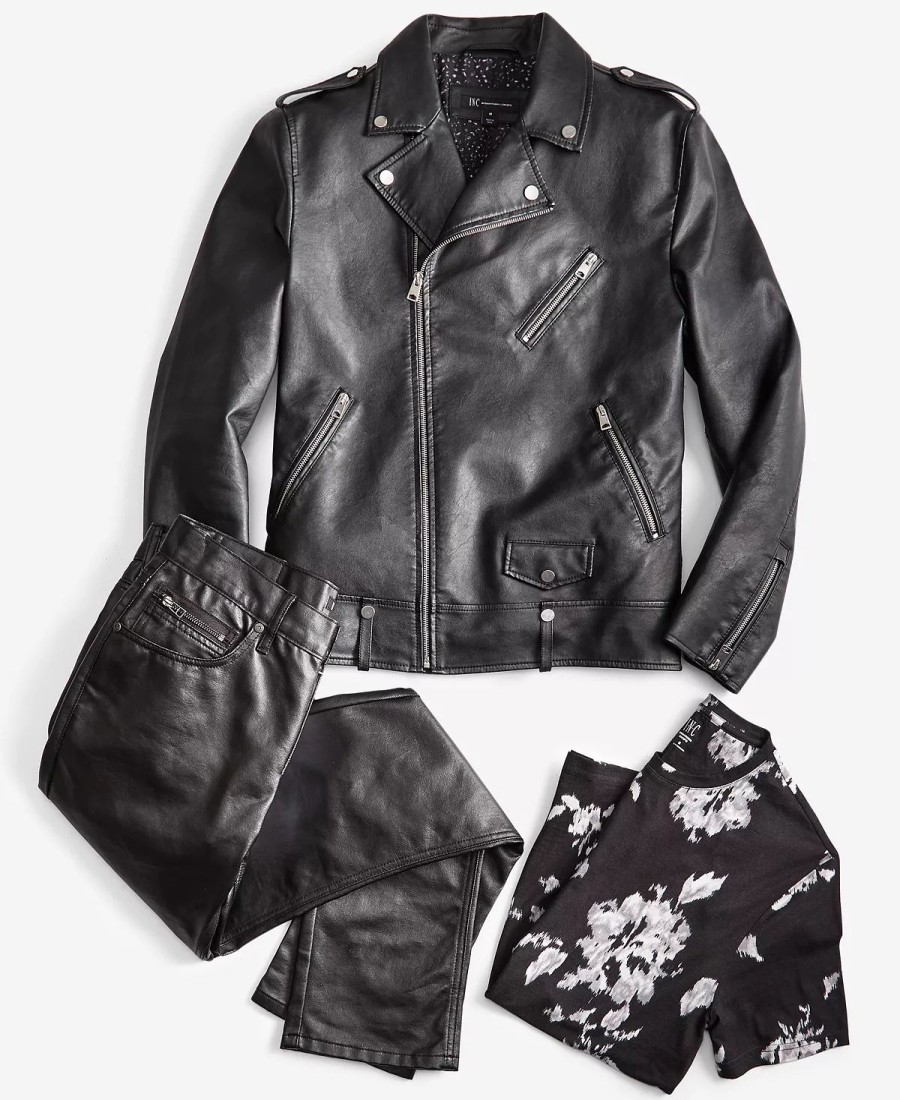 All Men'S Clothing * | Inc International Concepts .N.C. International Concepts Men'S Faux-Leather Biker Jacket, Floral T-Shirt & Skinny-Fit Faux-Leather Pants, Created For Macy'S