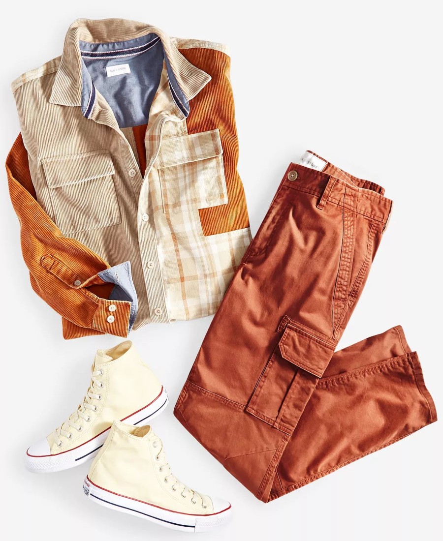 Pants * | Sun + Stone Men'S Bishop Patchwork Shirt & Morrison Cargo Pants, Created For Macy'S