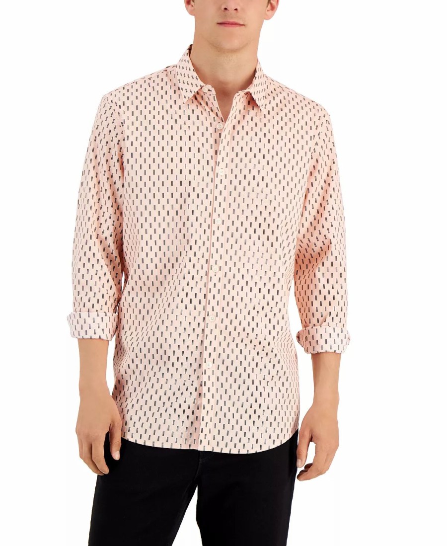 Casual Button-Down Shirts * | Alfani Men'S Marco Geometric-Print Shirt, Created For Macy'S Polished Nude