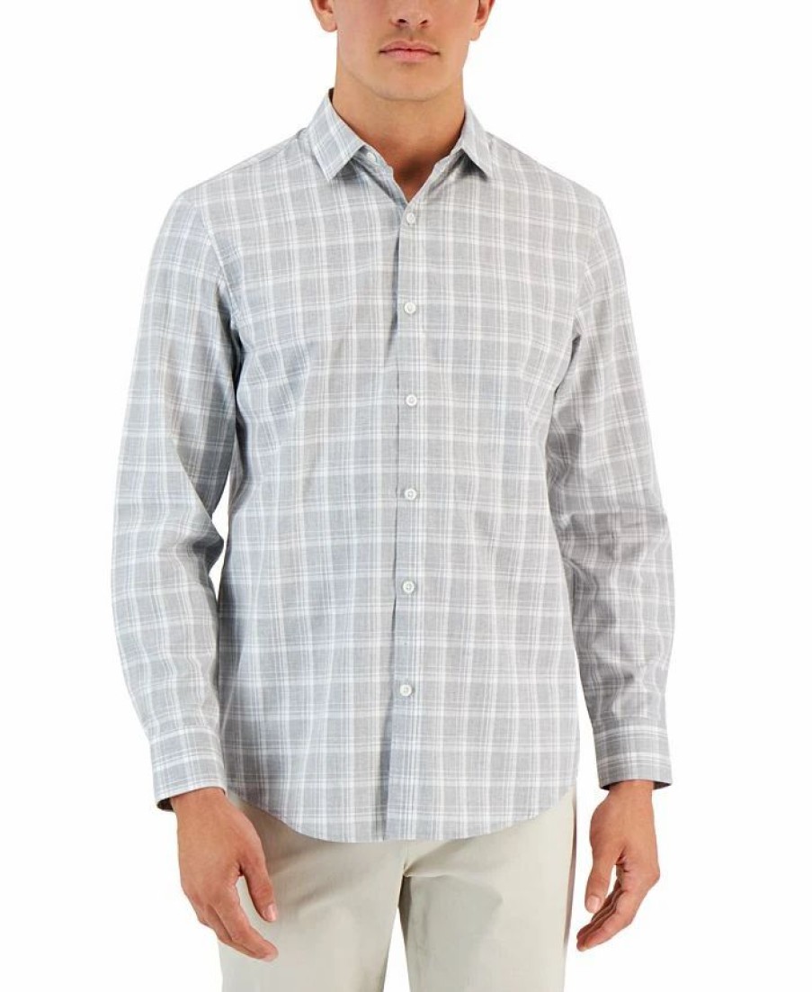 Casual Button-Down Shirts * | Alfani Men'S Caro Classic-Fit Long-Sleeve Plaid Print Shirt, Created For Macy'S