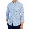 Casual Button-Down Shirts * | Club Room Men'S James Classic-Fit Stripe Sailboat-Print Button-Down Poplin Shirt, Created For Macy'S Bright White