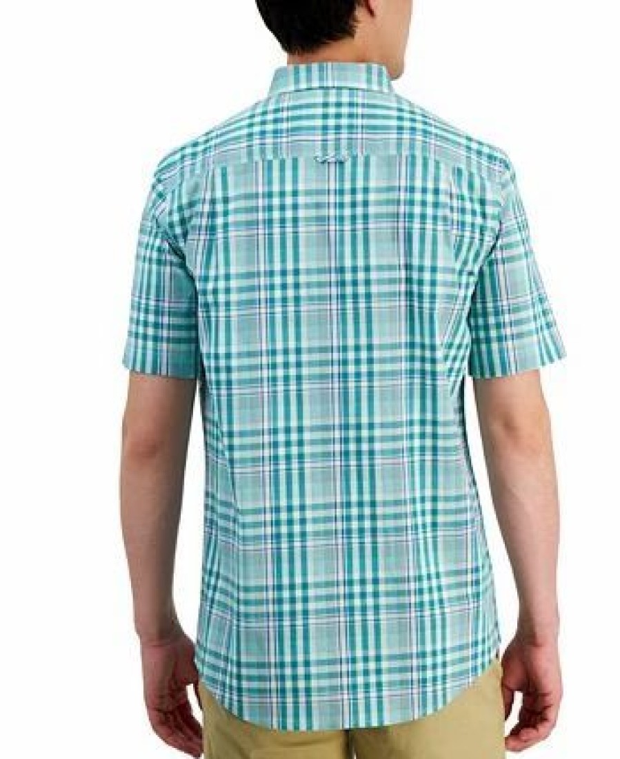 Casual Button-Down Shirts * | Club Room Men'S Rob Classic-Fit Tonal Plaid Button-Down Poplin Shirt, Created For Macy'S Shady Glade