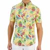 Casual Button-Down Shirts * | Club Room Monet Short Sleeve Button-Down Tropical Print Shirt, Created For Macy'S Yellow Combo