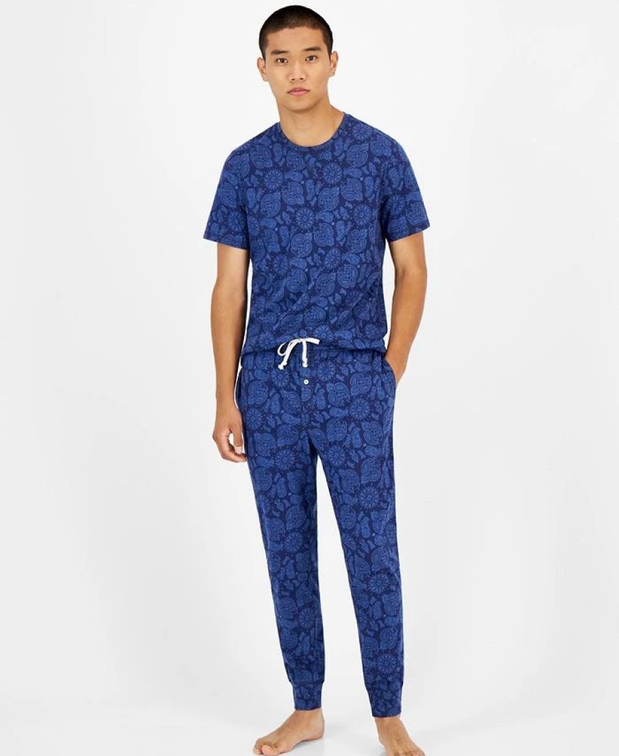 Pajamas & Robes * | Sun + Stone Men'S Bandana-Print Pajama Joggers, Created For Macy'S Navy Academy