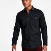 Casual Button-Down Shirts * | Inc International Concepts Men'S Classic-Fit Solid Button-Down Shirt With Faux-Leather Collar, Created For Macy'S Deep Black