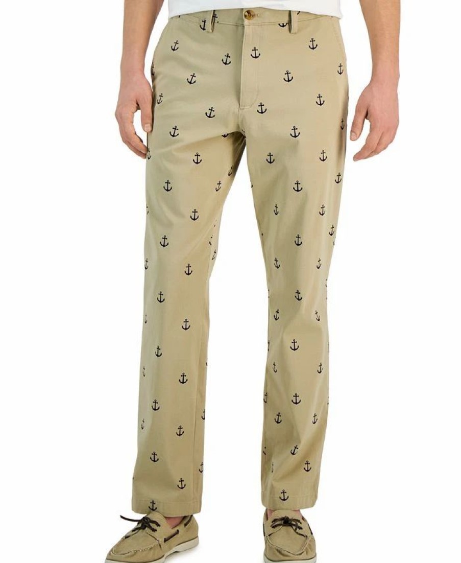 Pants * | Club Room Men'S Classic-Fit Anchor Embroidered Chino Pants, Created For Macy'S Khaki Combo