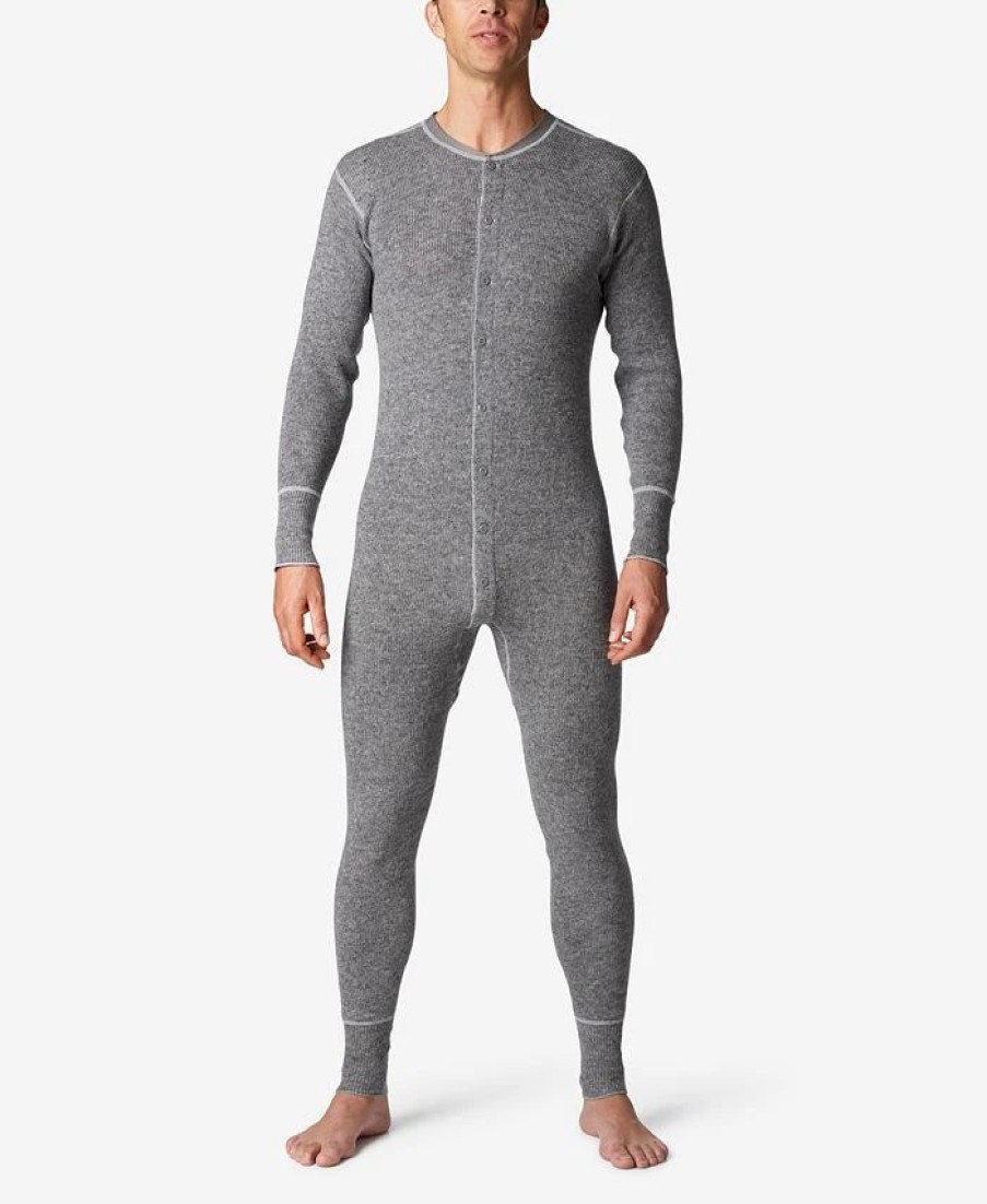 Pajamas & Robes * | Stanfield'S Men'S Heavy Weight Rib Knit Wool Long Sleeve Onesie Gray Mix