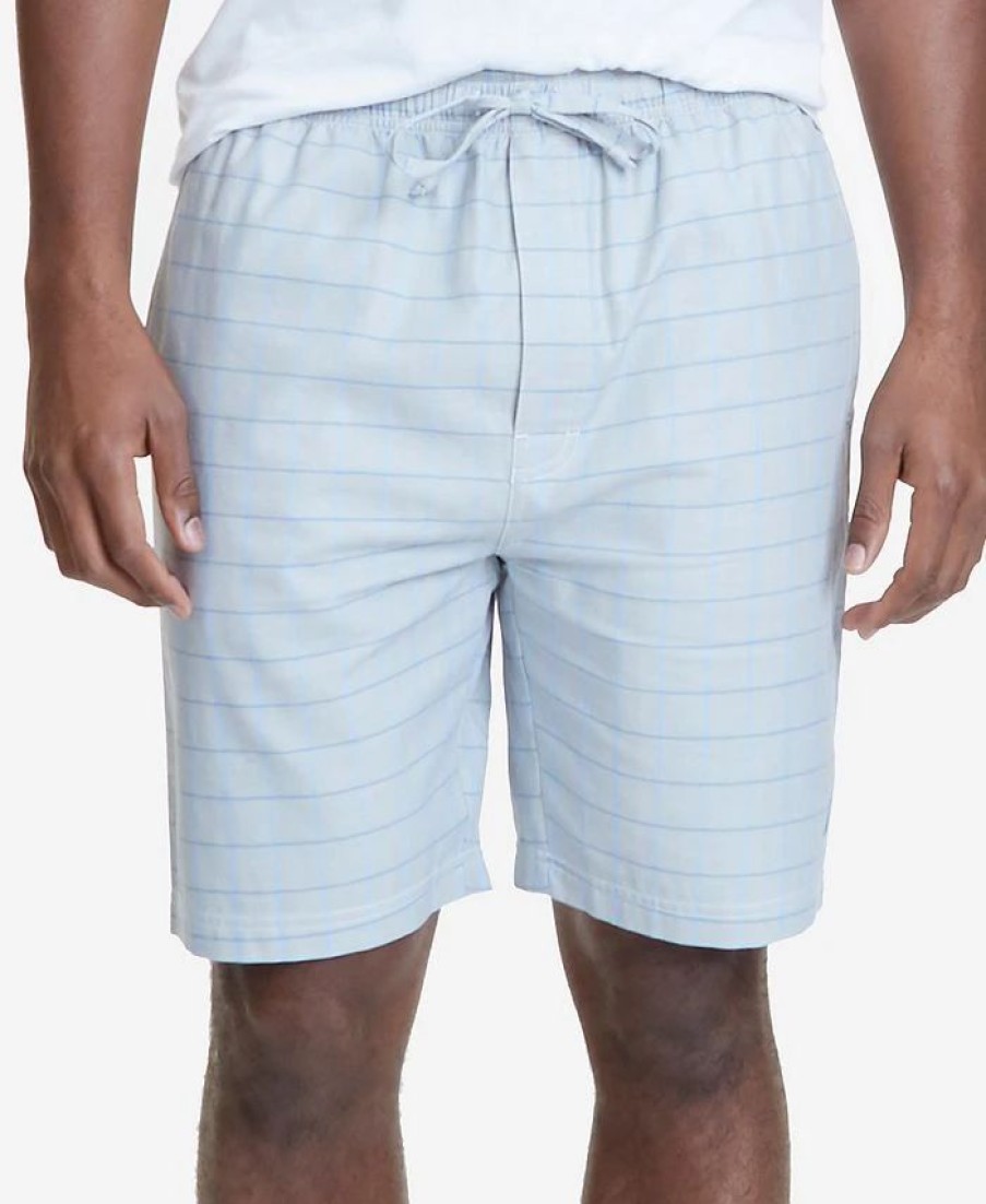 Pajamas & Robes * | Nautica Men'S Windowpane Plaid Cotton Pajama Shorts Natural Grey