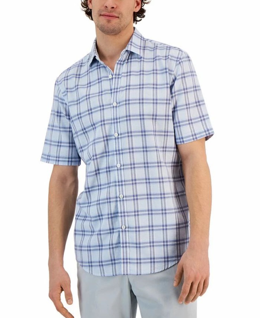 Casual Button-Down Shirts * | Alfani Men'S Ellen Classic-Fit Textured Yarn-Dyed Plaid Button-Down Shirt, Created For Macy'S