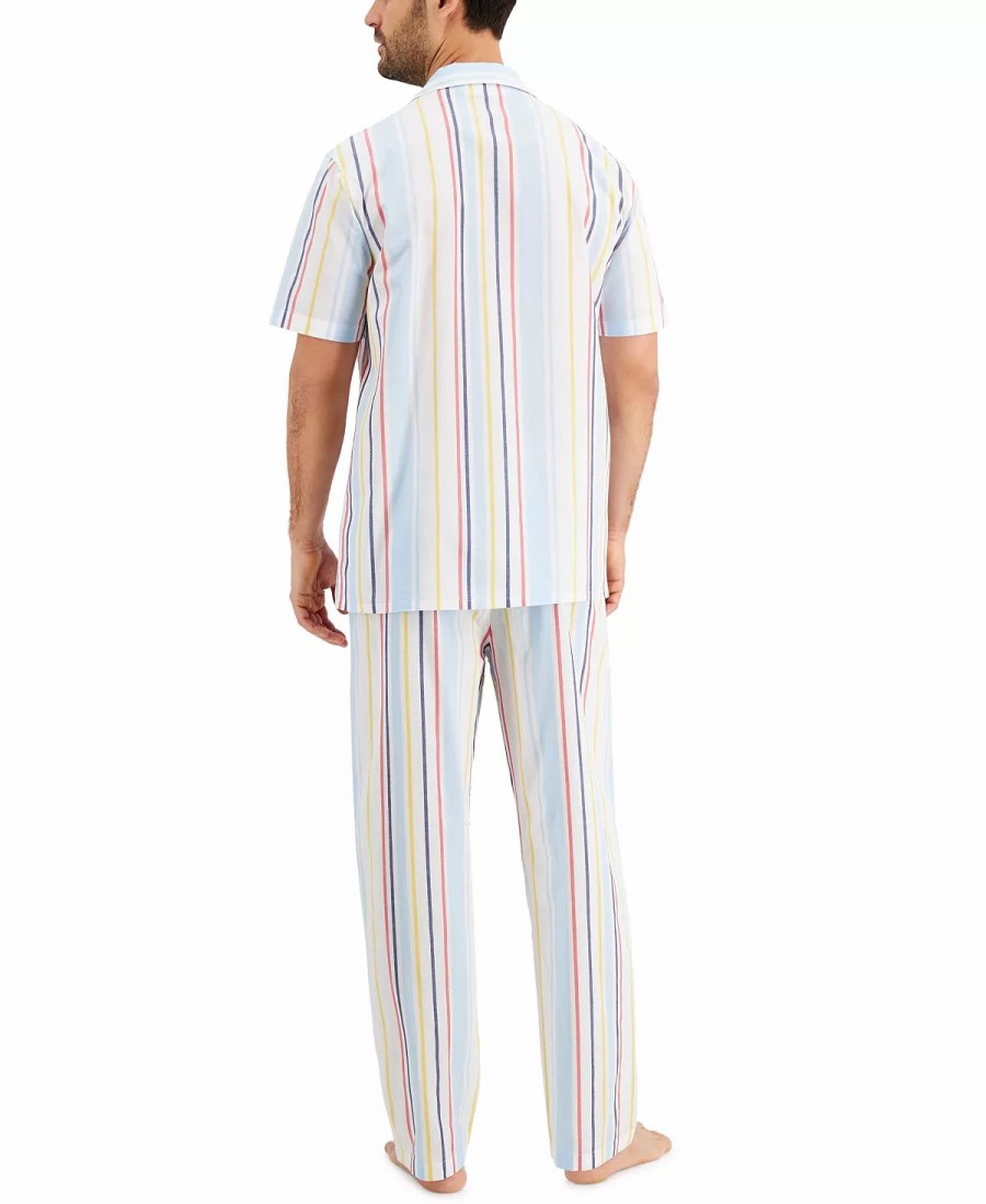 Pajamas & Robes * | Club Room Men'S Striped Pajamas, Created For Macy'S White