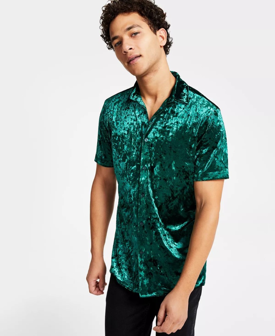 Casual Button-Down Shirts * | Inc International Concepts Men'S Classic-Fit Crushed Velvet Button-Down Shirt, Created For Macy'S