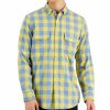 Casual Button-Down Shirts * | Club Room Men'S Tac Plaid Double Faced Woven Long-Sleeve Shirt, Created For Macy'S Maize Gold