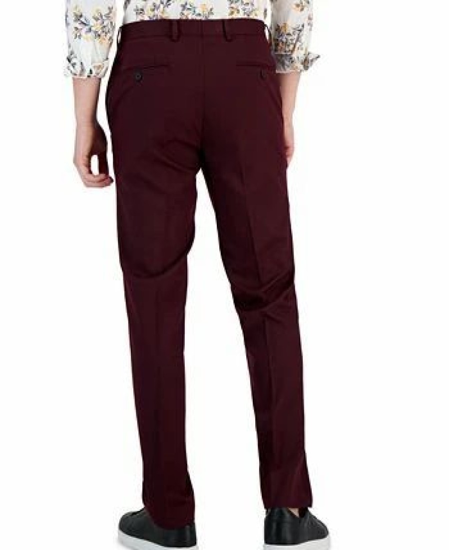 Pants * | Bar Iii Men'S Slim-Fit Solid Suit Pants, Created For Macy'S Burgundy