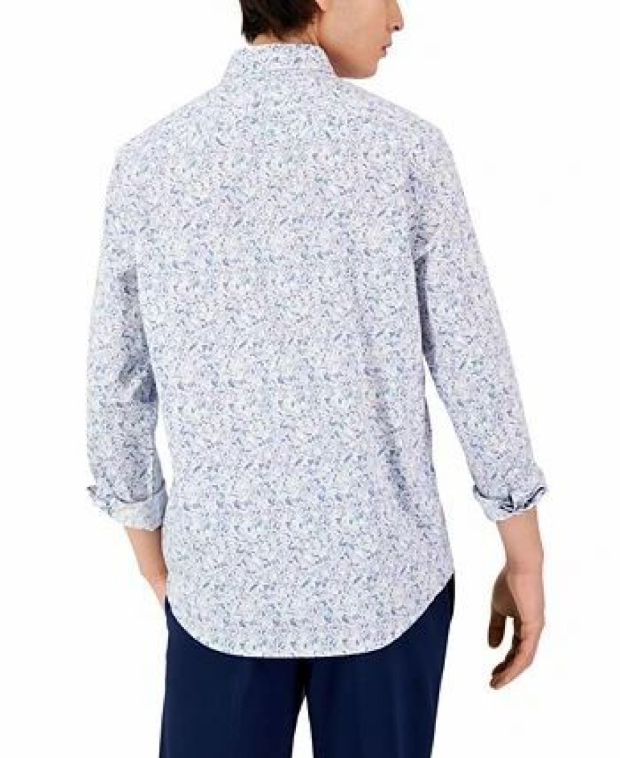 Casual Button-Down Shirts * | Alfani Men'S Long-Sleeve Abstract Floral Print Shirt, Created For Macy'S Navy Blue Combo