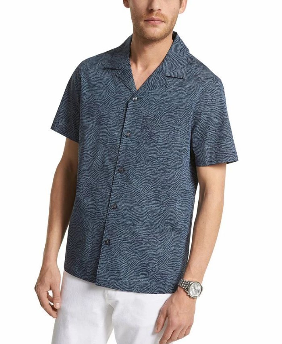 Casual Button-Down Shirts * | Michael Kors N'S Short-Sleeve Etched Logo Print Shirt