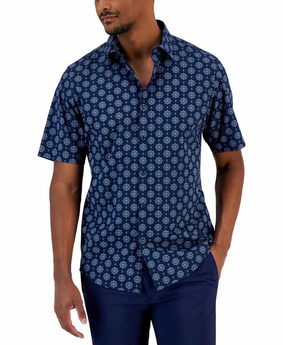 Casual Button-Down Shirts * | Alfani Men'S Manu Classic-Fit Stretch Medallion-Print Button-Down Shirt, Created For Macy'S