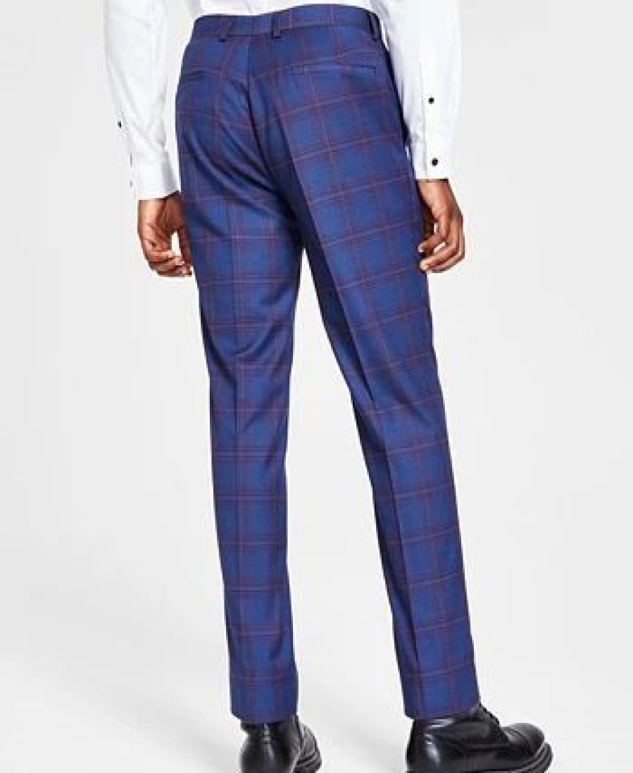 Pants * | Inc International Concepts Men'S Sean Slim Fit Plaid Pants, Created For Macy'S Basic Navy