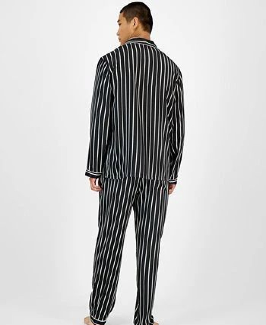 Pajamas & Robes * | Inc International Concepts .N.C. International Concetps Men'S 2-Pc. Stripe Pajama Set, Created For Macy'S Black/White