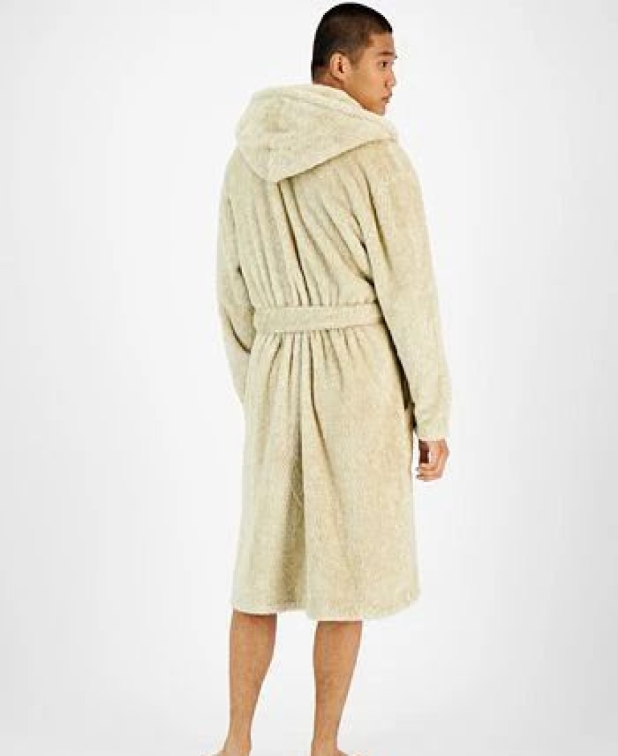 Pajamas & Robes * | Sun + Stone Men'S Smiley Embroidered Hooded Fleece Robe, Created For Macy'S Tan