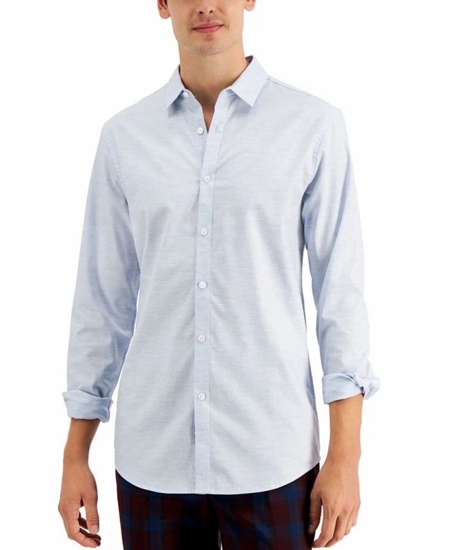 Casual Button-Down Shirts * | Inc International Concepts Men'S Judd Dobby Shirt, Created For Macy'S Light Blue Comb