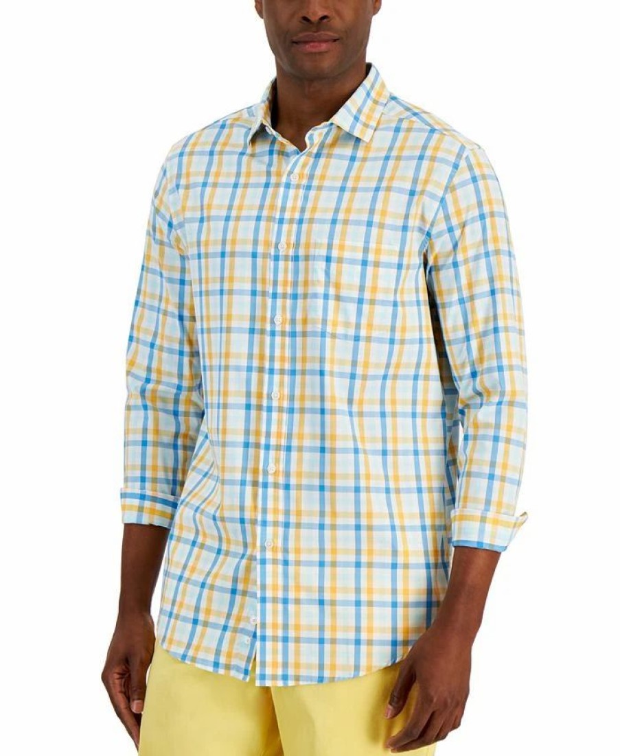 Casual Button-Down Shirts * | Club Room Men'S Performance Plaid Shirt With Pocket, Created For Macy'S