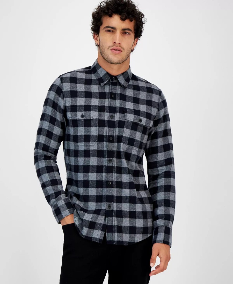 Casual Button-Down Shirts * | Sun + Stone Men'S Check Flannel Shirt, Created For Macy'S