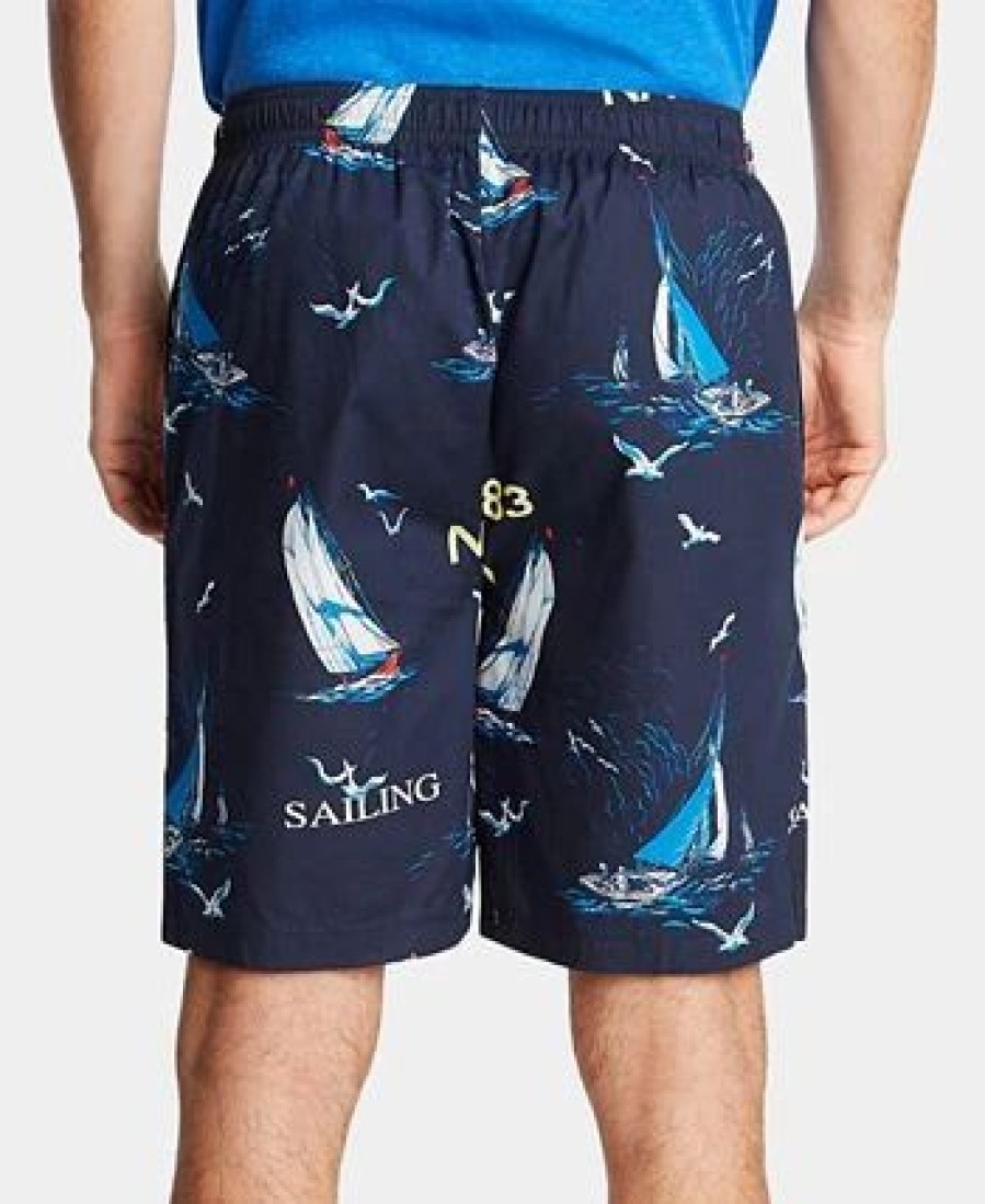 Pajamas & Robes * | Nautica Men'S Cotton Sailboat-Print Pajama Shorts Navy