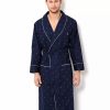 Pajamas & Robes * | Nautica Men'S Signature Light Weight J-Class Logo Woven Robe Maritime Navy