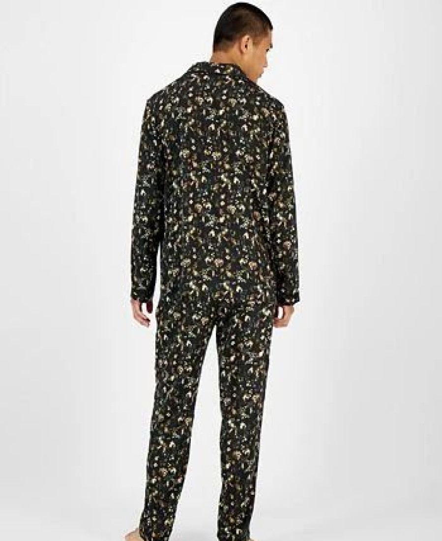 Pajamas & Robes * | Inc International Concepts .N.C. International Concepts Men'S 2-Pc. Floral-Print Pajama Set, Created For Macy'S Black/Green