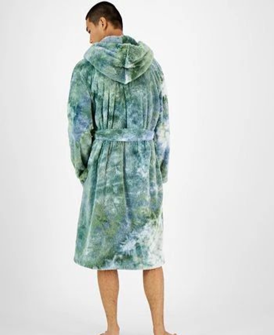 Pajamas & Robes * | Sun + Stone Men'S Tie-Dyed Hooded Fleece Robe, Created For Macy'S Rain Wash Tofu