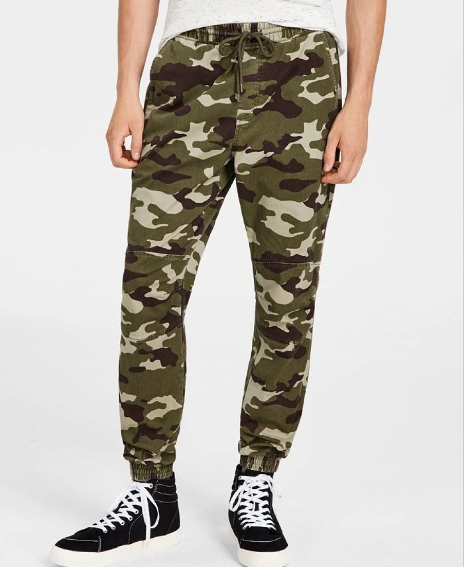 Pants * | Sun + Stone Men'S Articulated Camo Jogger Pants, Created For Macy'S Simple Sage