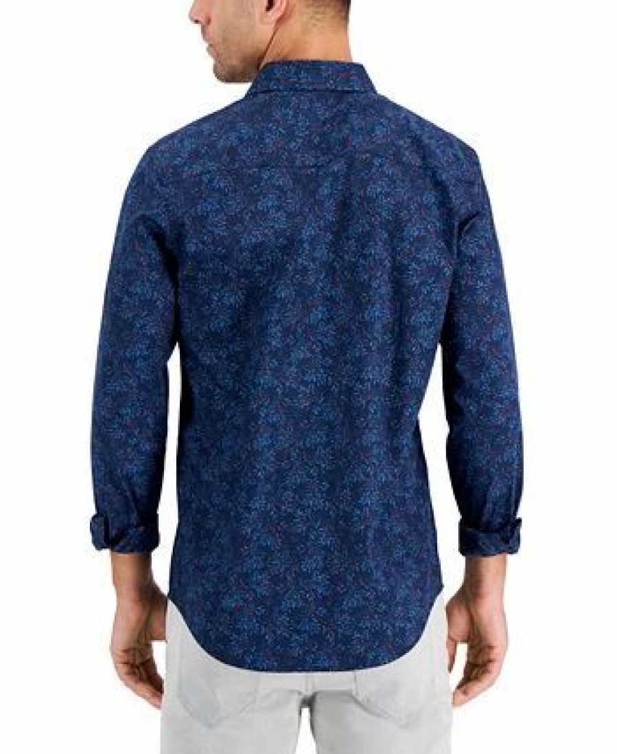 Casual Button-Down Shirts * | Alfani Men'S Entour Leaf-Print Shirt, Created For Macy'S