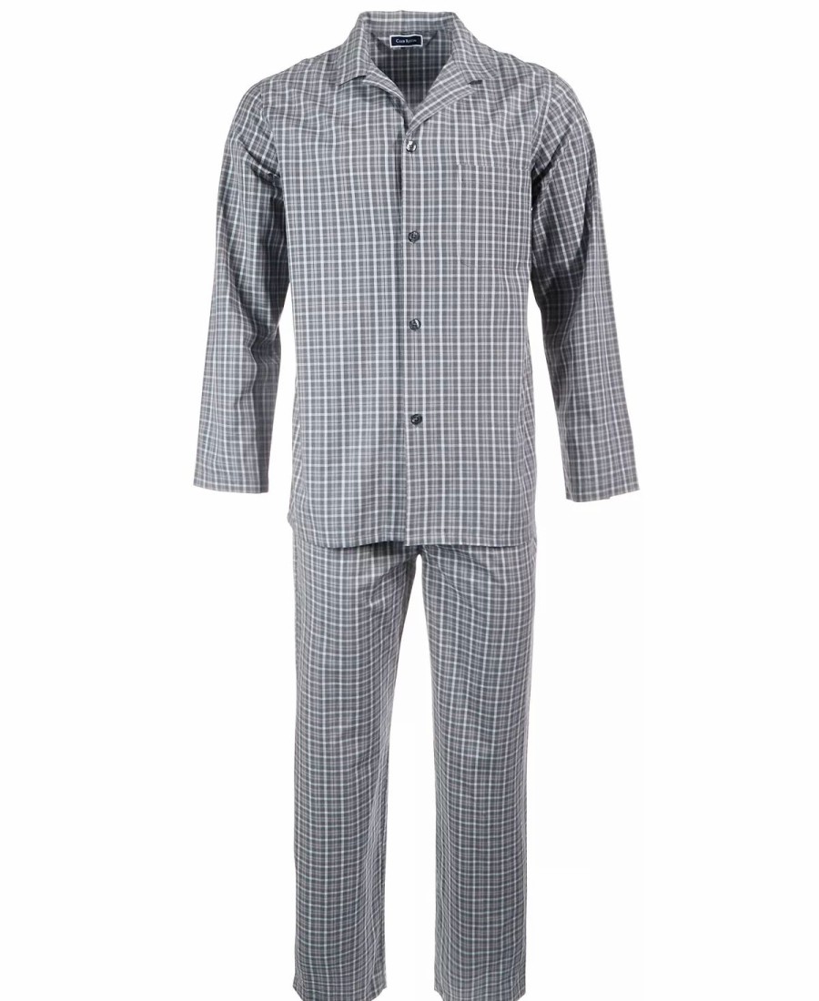 Pajamas & Robes * | Club Room Men'S Triple Window Check Pajama Set, Created For Macy'S Grey