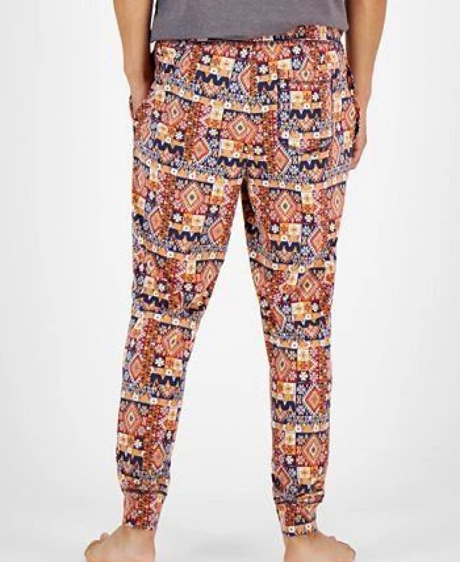 Pajamas & Robes * | Sun + Stone Men'S Southwest Geo-Print Pajama Joggers, Created For Macy'S Orange Navy